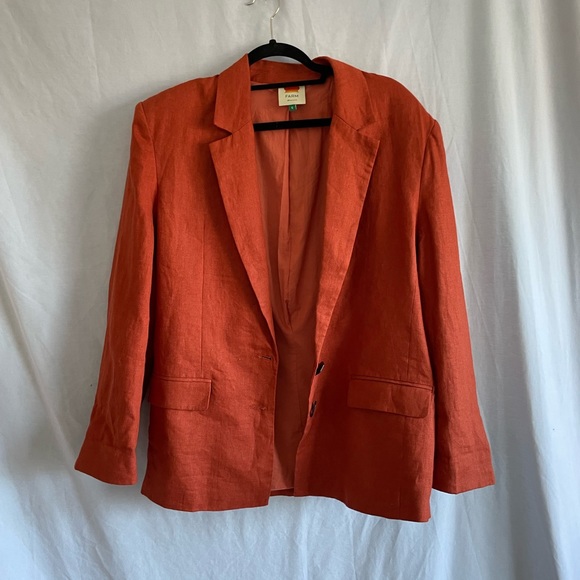 FARM Rio Oversize Linen Blazer in Rust Brown - Picture 3 of 7